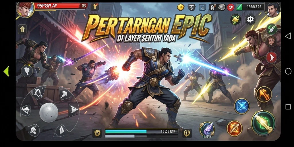 Screenshot gameplay 95PGPLAY menampilkan pertarungan seru dan karakter unik.