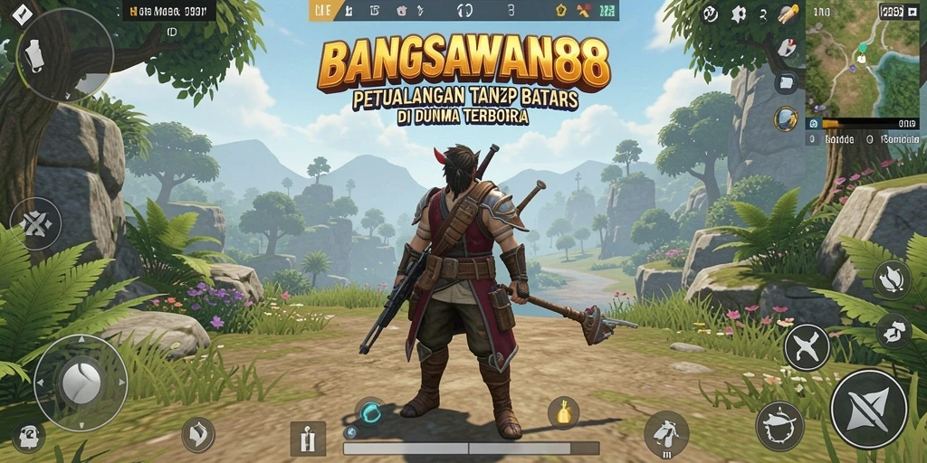 Screenshot gameplay BANGSAWAN88 menampilkan aksi seru dalam dunia terbuka.