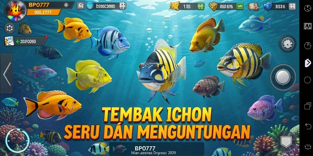 Tampilan gameplay BPO777 yang memukau saat menembak ikan.