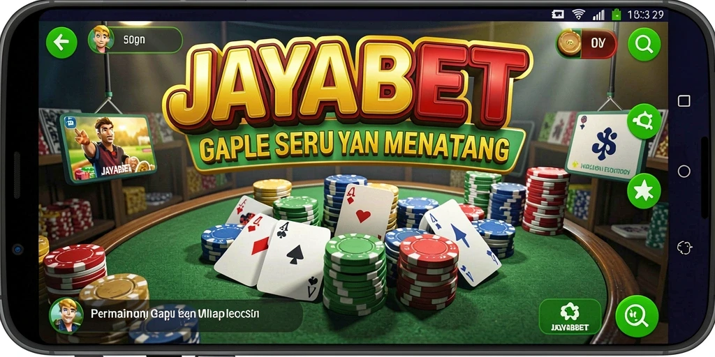 Screenshot JAYABET menampilkan gameplay Gaple yang interaktif.